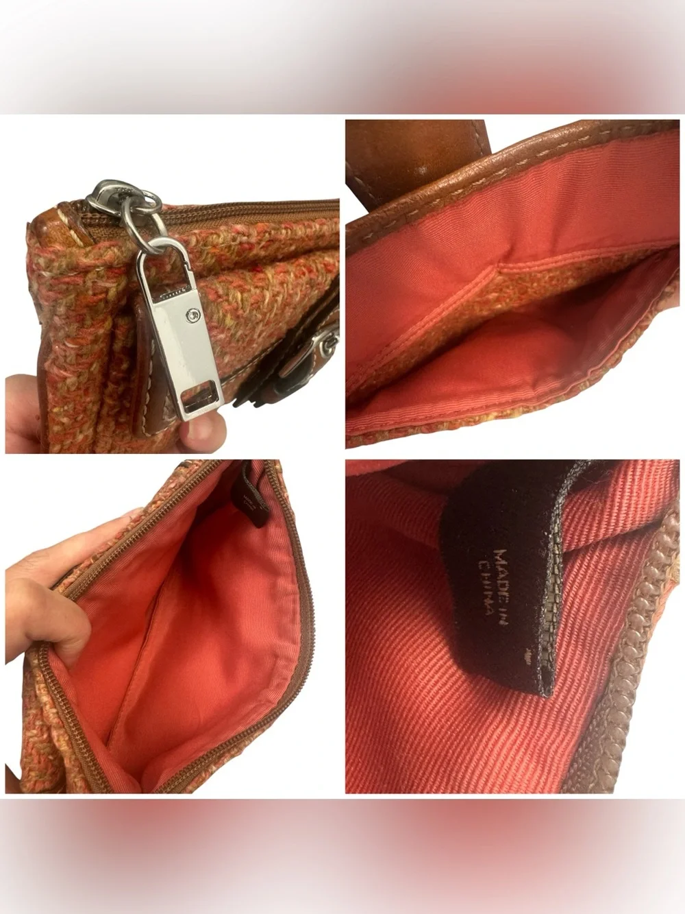 Vintage Coach Soho Tweed Herringbone Texture Y2K Hobo Bag & Matching Wallet Set